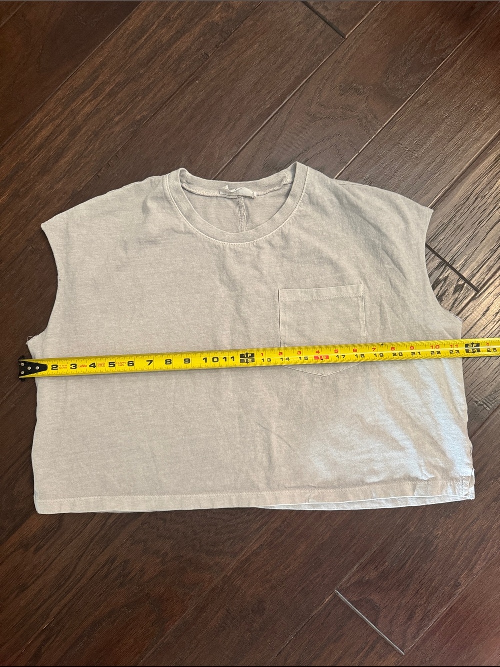 Double Zero Light Gray Cropped Tank Top with Pocket - Picture 3 of 6